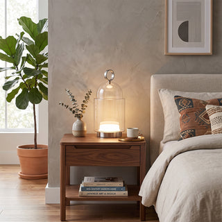 Cloche Glass Portable Table Lamp