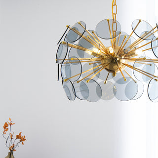 Dandelion Blue Disc Glass Chandelier