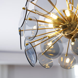 Dandelion Blue Disc Glass Chandelier