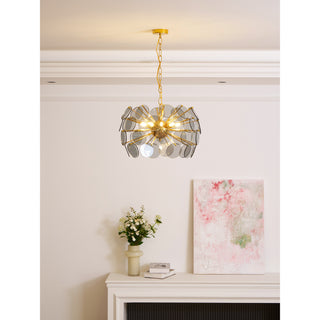 Dandelion Blue Disc Glass Chandelier