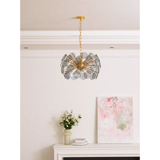 Dandelion Blue Disc Glass Chandelier