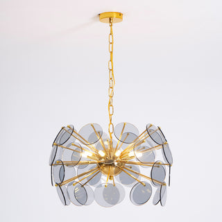 Dandelion Blue Disc Glass Chandelier