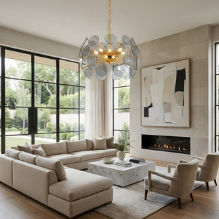 Dandelion Blue Disc Glass Chandelier