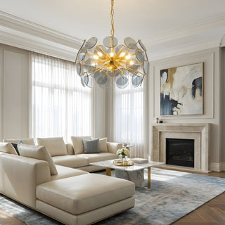 Dandelion Blue Disc Glass Chandelier