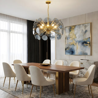 Dandelion Blue Disc Glass Chandelier