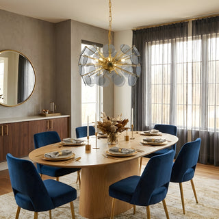 Dandelion Blue Disc Glass Chandelier