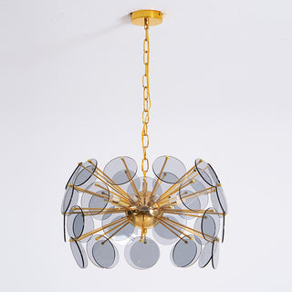 Dandelion Blue Disc Glass Chandelier