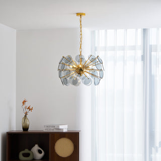 Dandelion Blue Disc Glass Chandelier