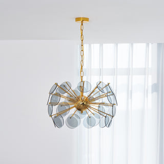 Dandelion Blue Disc Glass Chandelier