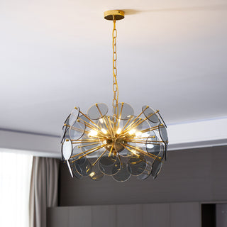 Dandelion Blue Disc Glass Chandelier