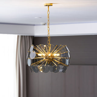 Dandelion Blue Disc Glass Chandelier