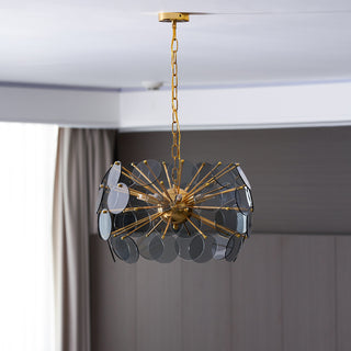 Dandelion Blue Disc Glass Chandelier