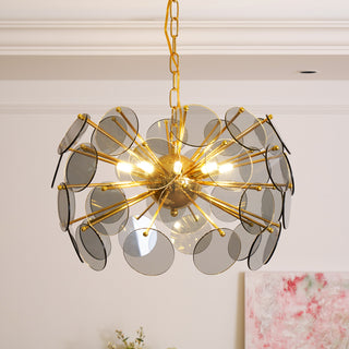 Dandelion Blue Disc Glass Chandelier