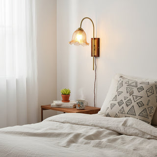 Schlafzimmer Messing 7,9" Wandleuchte aus Blumenglas 