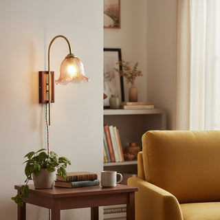 Schlafzimmer Messing 7,9" Wandleuchte aus Blumenglas 