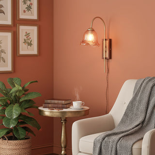 Schlafzimmer Messing 7,9" Wandleuchte aus Blumenglas 