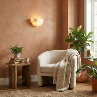 Half Bowl Alabaster Wall Light