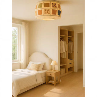 Heytage Patchwork Fabric Semi-Flush Mount