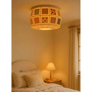 Heytage Patchwork Fabric Semi-Flush Mount