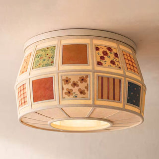 Heytage Patchwork Fabric Semi-Flush Mount