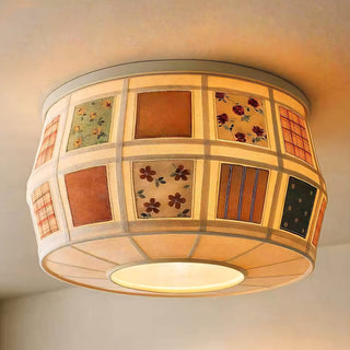 Heytage Patchwork Fabric Semi-Flush Mount