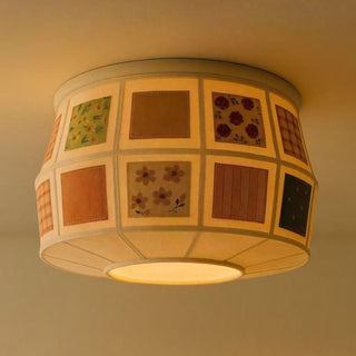 Heytage Patchwork Fabric Semi-Flush Mount