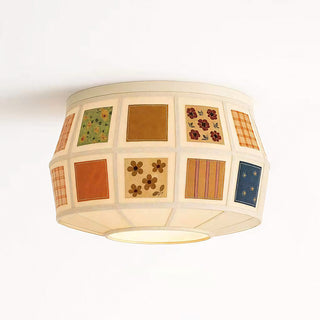 Heytage Patchwork Fabric Semi-Flush Mount