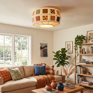 Heytage Patchwork Fabric Semi-Flush Mount