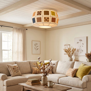 Heytage Patchwork Fabric Semi-Flush Mount