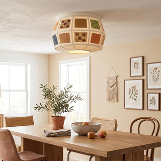 Heytage Patchwork Fabric Semi-Flush Mount