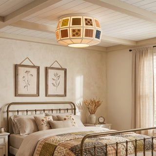 Heytage Patchwork Fabric Semi-Flush Mount