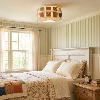 Heytage Patchwork Fabric Semi-Flush Mount
