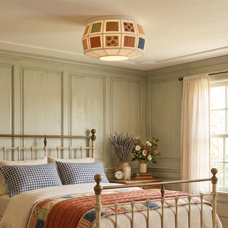 Heytage Patchwork Fabric Semi-Flush Mount