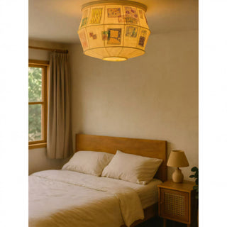Heytage Patchwork Fabric Semi-Flush Mount