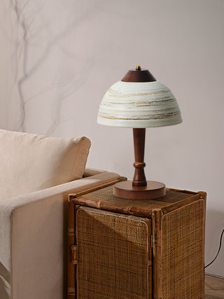 Japanese Retro Ceramic Wood Table Lamp 9.1″