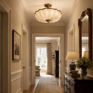 Mireille Scalloped Fabric Flush Mount