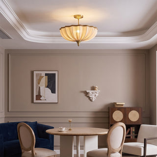 Mireille Scalloped Fabric Semi-Flush Mount