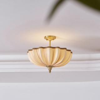 Mireille Scalloped Fabric Semi-Flush Mount