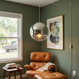 Mirror Ball Plug-in Swag Light