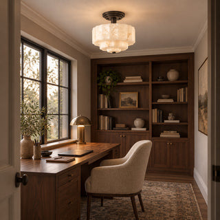 Octavia Tiered Alabaster Semi-Flush Mount Ceiling Light
