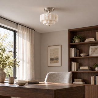 Octavia Tiered Alabaster Semi-Flush Mount Ceiling Light