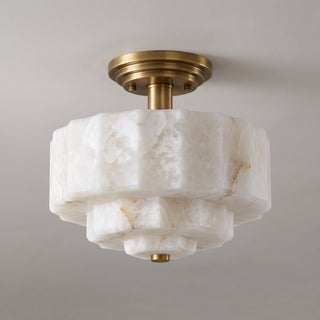 Octavia Tiered Alabaster Semi-Flush Mount Ceiling Light
