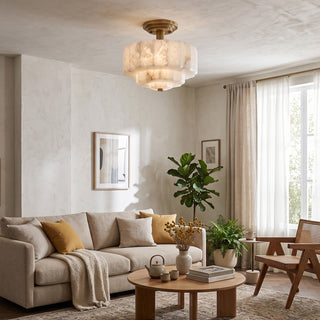 Octavia Tiered Alabaster Semi-Flush Mount Ceiling Light