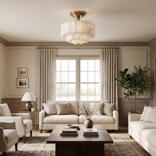 Octavia Tiered Alabaster Semi-Flush Mount Ceiling Light