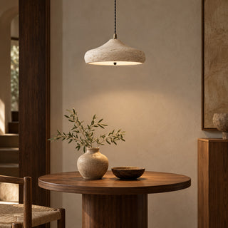Sabrio Travertine Saucer Pendant Light