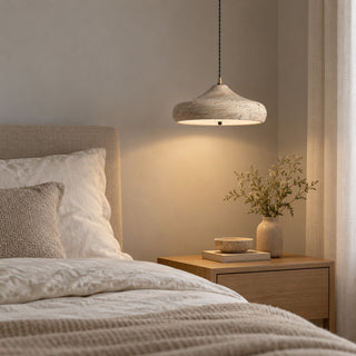 Sabrio Travertine Saucer Pendant Light