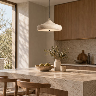 Sabrio Travertine Saucer Pendant Light