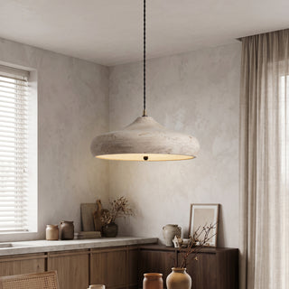 Sabrio Travertine Saucer Pendant Light