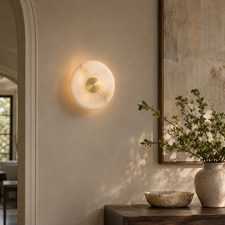 Selune Round Alabaster Wall Sconce