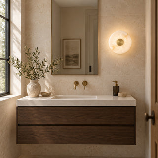 Selune Round Alabaster Wall Sconce